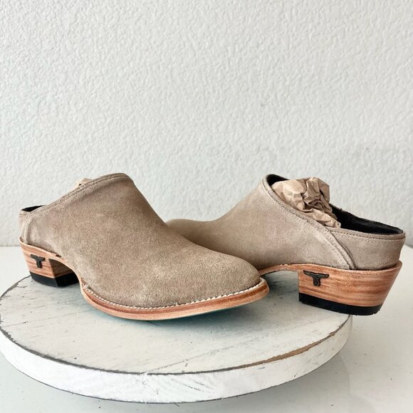 Lane Plain Jane Mule Womens 7 Latte Suede Cowboy Boots Western Cowgirl Slip On - Picture 1 of 13